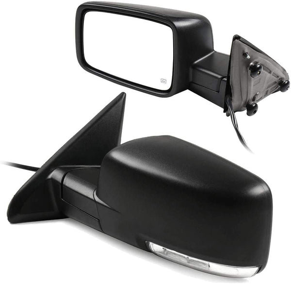 Side mirrors fits Dodge Ram 2009 - 2018 Power Heated , Turn signal ( Set LH RH ) Manual folding