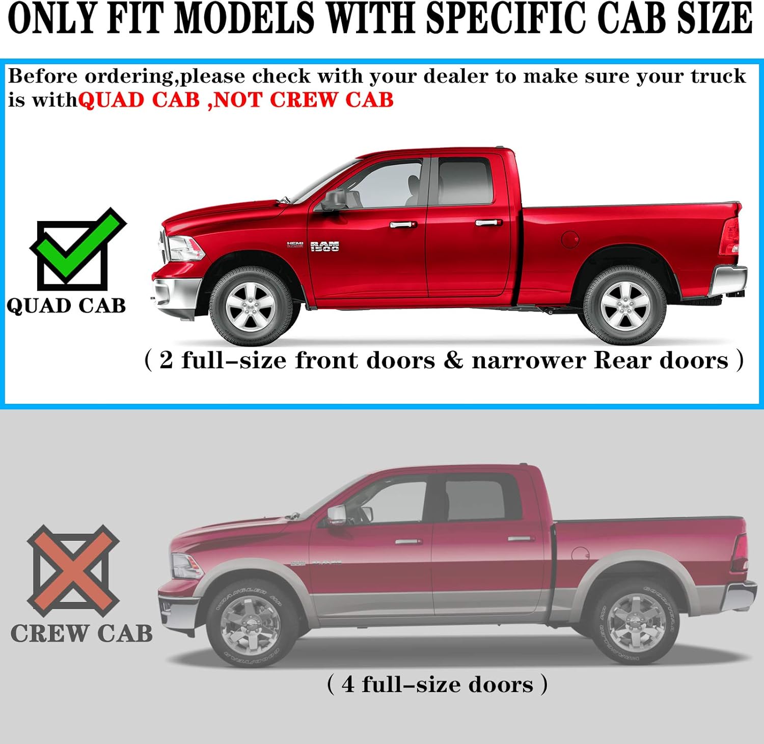Cheetah Pro Running Boards Black Textured 6" wide for Ram 1500 2009 - 2024 Classic Models Quad cab