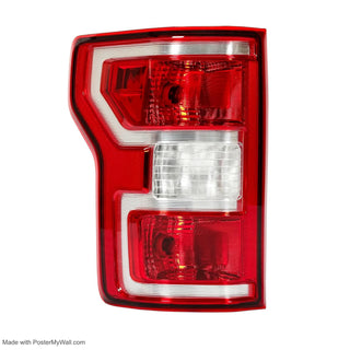 Rear Left Tail Light W/Bulbs Compatible with 2018-2020 Ford F-150 Replacement for FO2800265 Taillight Red Lens Chrome Housing