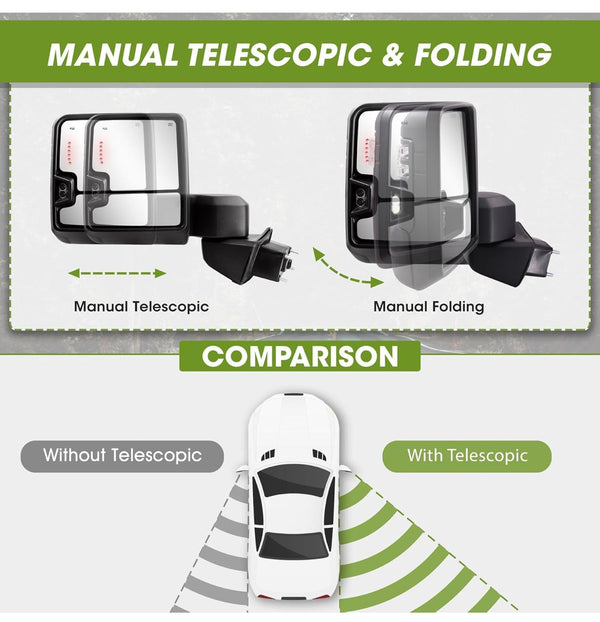 Switch back Tow mirrors set for Sierra 1500 2019 - 2024 power heated turn Signal