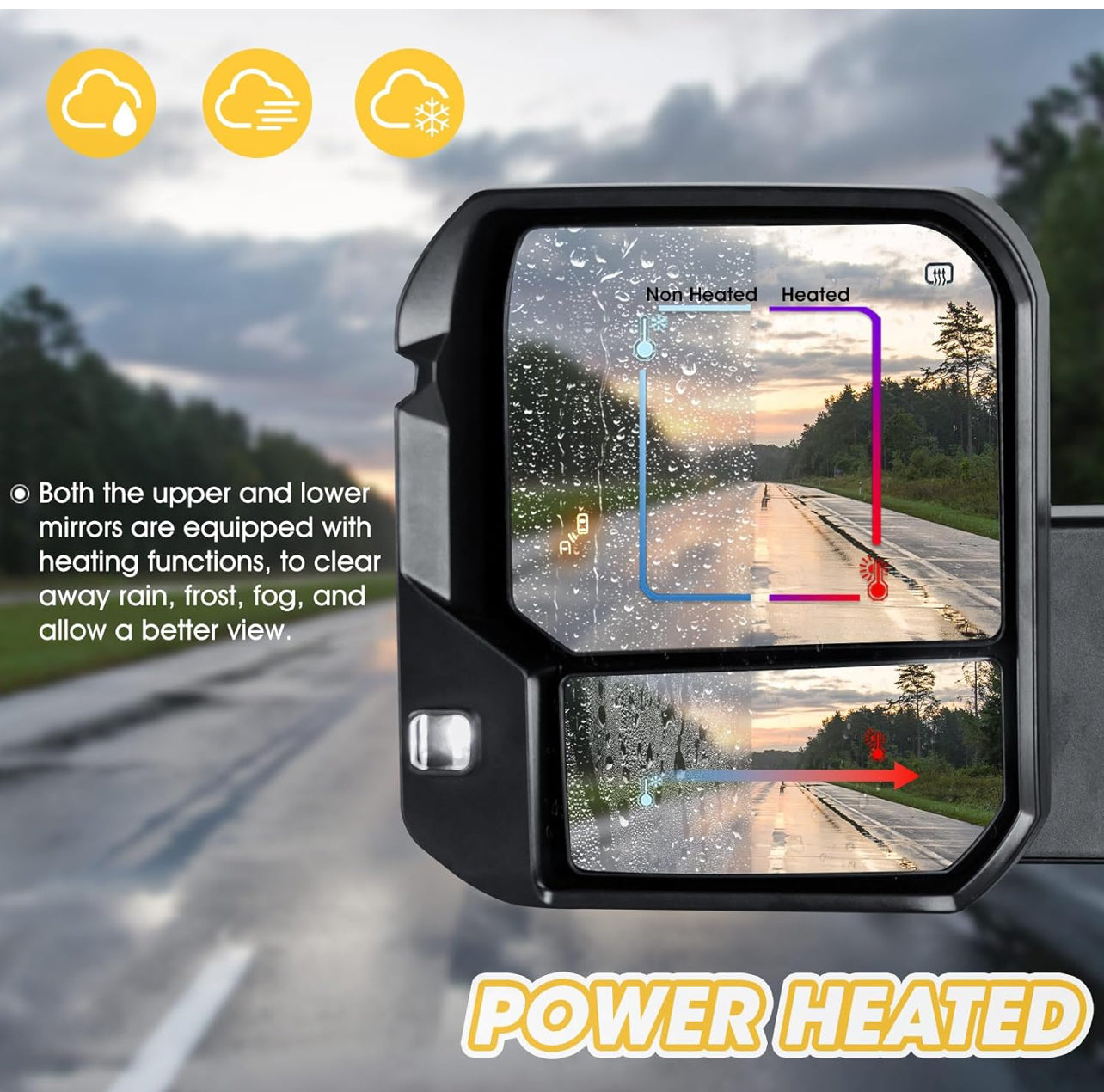 Tecman Towing Mirrors for 2022-2024 Tundra with Power Glass Heated Function  Turn Signal Light Backup Light Blind Spot Monitoring Extendable Fold Pair Set (Clear Lens)