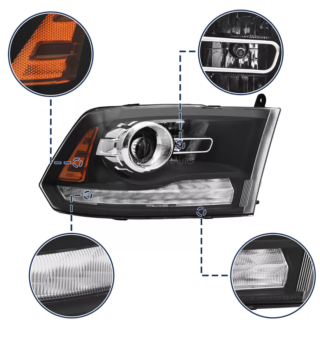 Tecman headlamps For 2010 -2018 Dodge Ram 1500 2500 3500 Black Projector Headlights w/ LED DRL - 0