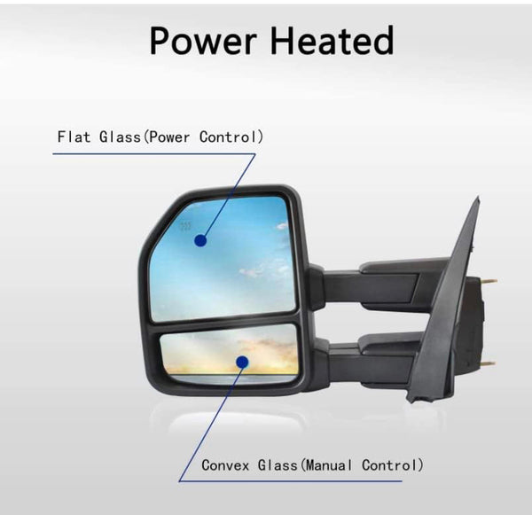 Towing mirrors fits Ford F-150 2015 - 2020 22 pins Power Heated  Smoked Signals temp sensor