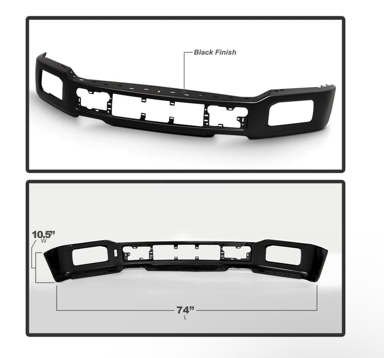 For 2018-2020 Ford F150 Pickup Truck Black Primered Steel Front Bumper Face Bar w/Fog Light Holes Replacement FO1002429 - 0
