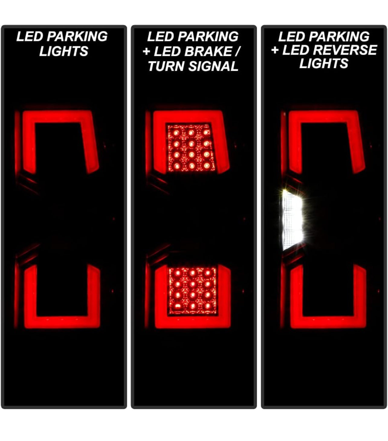 Tecman Taillights for Chevy Silverado 1500 2500 3500 LED Black housing smoked pair LH RH assembly