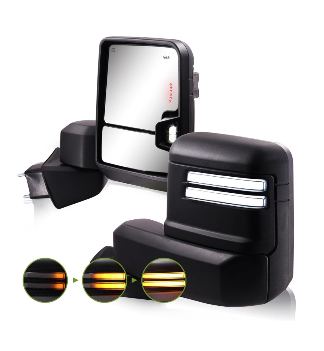 Switch back Tow mirrors set for Silverado 1500 2019 - 2024 power heated turn Signal