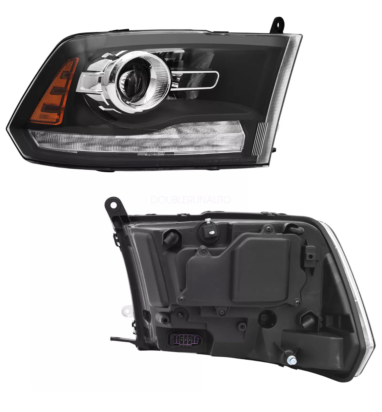 Tecman headlamps For 2010 -2018 Dodge Ram 1500 2500 3500 Black Projector Headlights w/ LED DRL