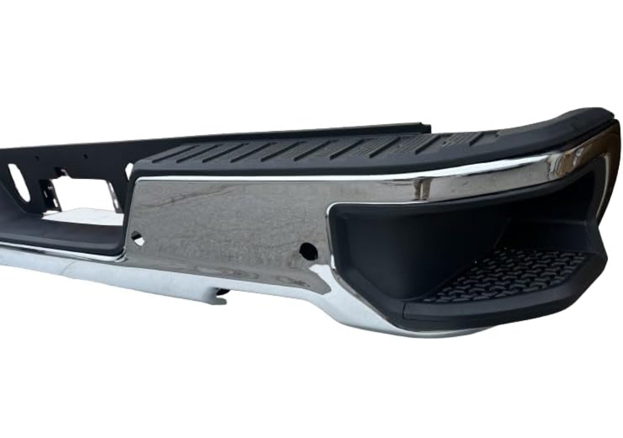 Rear Bumper for Silverado GMC Sierra 2019-2023 1500 Chrome W/Park assist sensor holes W/Dual Exhaust Partlink GM1103219 - 0