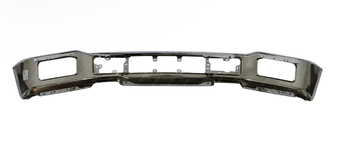 For 2018-2020 Ford F150 Pickup Truck Black Primered Steel Front Bumper Face Bar w/Fog Light Holes Replacement FO1002430 Chrome - 0