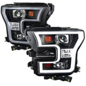 Tecman Headlights set for Ford F150 2015 - 2017 Black Housing Clear lens Led Replaces FO2502335 FO2503335