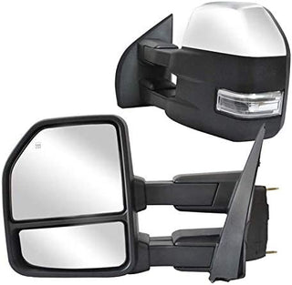 Towing Mirrors fit for Ford F150 Pickup Truck 2015 2016 2017 2018 2019 2020 Chrome Cap Power Heated with Turn Signal - 8 Pin Connector