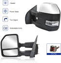Towing Mirrors fit for Ford F150 Pickup Truck 2015 2016 2017 2018 2019 2020 Chrome Cap Power Heated with Turn Signal - 8 Pin Connector