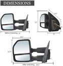 Towing mirrors for Ford F-150 2015 - 2020 8 Pins connector power heated Smoked turn signal Black painted Cap.