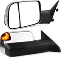 Towing Mirrors for 2019-2022 Ram 1500 - Dodge Tow Mirror with Power Glass Heated Turn Signal Light Puddle Lamp Temp Sensor Flip up Pair Set Chrome