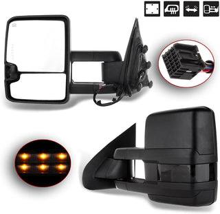 Towing Mirrors Fits 2014 - 2018 Pair Power Heated with Smoked Signal