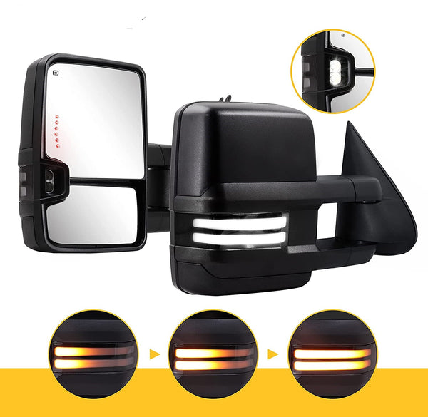 Towing Mirrors For  Chevy Silverado GMC Sierra 2003 - 2006 Turn Signal Running Lights