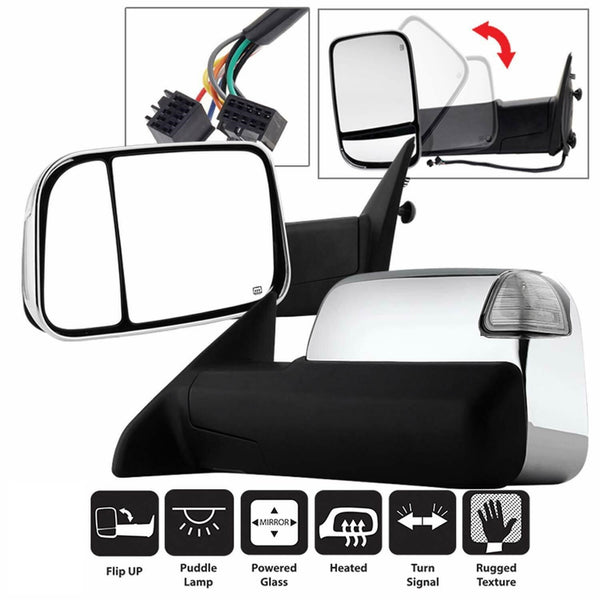 Towing Mirrors Fits Dodge Ram 2009 - 2019  Pair Power Folding - Tecman Automotive inc  